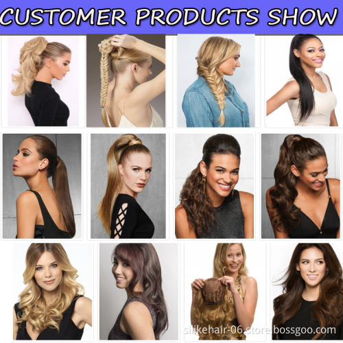Wholesale Long Kinky Straight  hair piece claw clip extension 80g drawstring Clip in Hair Extensions Synthetic Ponytails hair